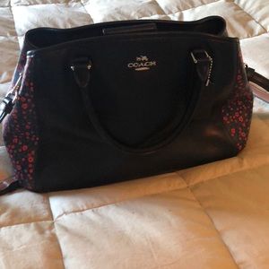 Coach Bag - Black with red flower accents